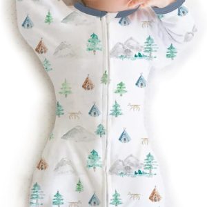 SwaddleDesigns Transitional Swaddle Sack, Arms Up Half-Length Sleeve & Mitten, Most Gradual Transition Swaddle for Newborn