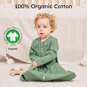 Yoofoss Baby Sleep Sack 6-12 Months Long Sleeve Wearable Blanket Baby 100% Cotton 2-Way Zipper 0.5 Tog Infants Sleeping Sack, Lightweight